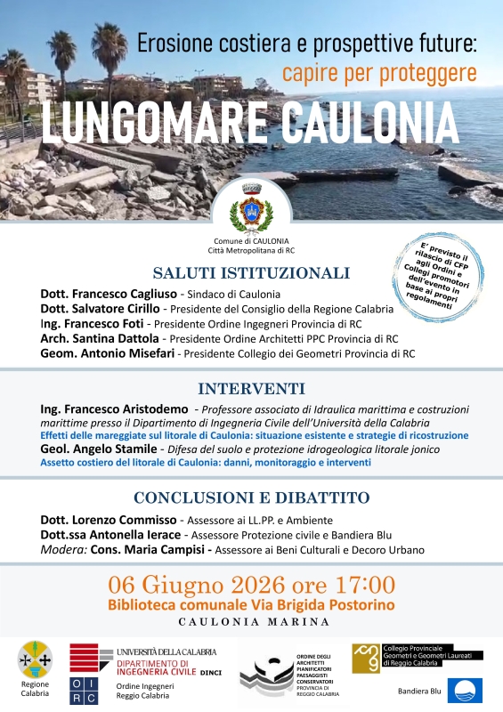 Convegno “Erosione costiera e prospettive future: capire per proteggere – Lungomare Caulonia”